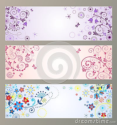 Set of horizontal greeting banners Stock Photo