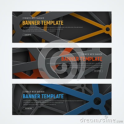 Set of horizontal web banners with intersecting lines on background Vector Illustration