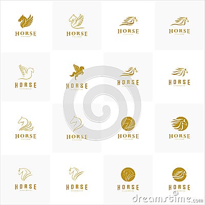 Set of Horse logo template. Fast horse logo vector. Pegasus Vector Logo Template Vector Illustration
