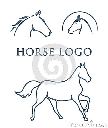 Set of horse logos. equine sports symbols vector illustration Vector Illustration