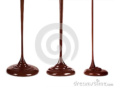 Set of hot chocolate streams isolated on white Stock Photo