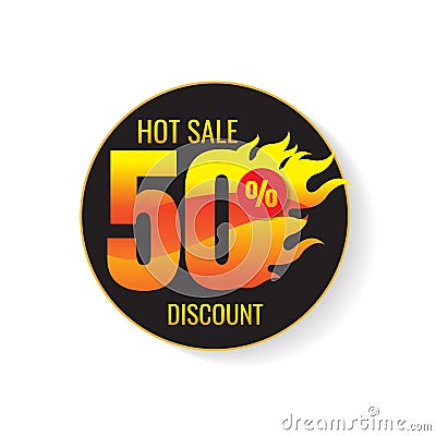 The set of hot sale 50% and tags for hot sale. banner. marketing Vector Illustration