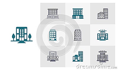 Set of Hotel icon vector template, Travel design icon concepts, Creative design Vector Illustration