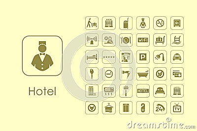 Set of hotel simple icons Vector Illustration