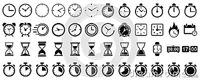 Set hourglass icons, sandglass timer, clock flat icon, time management â€“ vector Vector Illustration