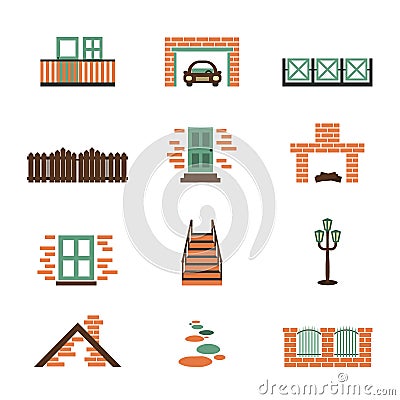 Set of house elements isolated Stock Photo