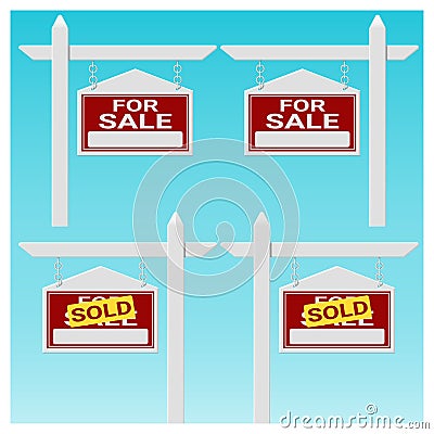 Set of House for sale sign Vector Illustration