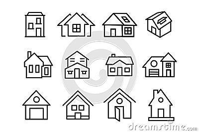Set of house vector icons. Homes clipart symbols. Home pictogram collection. Vector Illustration