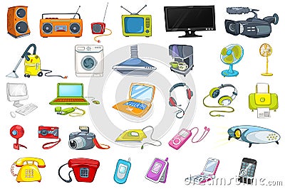 Set of household appliances and electronic devices Vector Illustration