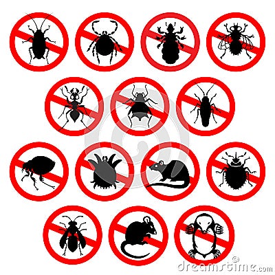 Set of household pests in pure style Vector Illustration