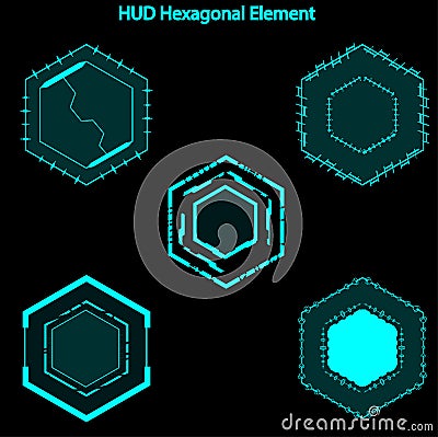 Set of hud hexagon elements,Futuristic Sci Fi Modern User Interface Set.hud hexagon elements,head up display,hud elements Stock Photo