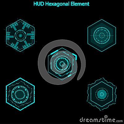 Set of hud hexagon elements,Futuristic Sci Fi Modern User Interface Set.hud hexagon elements,head up display,hud elements Stock Photo