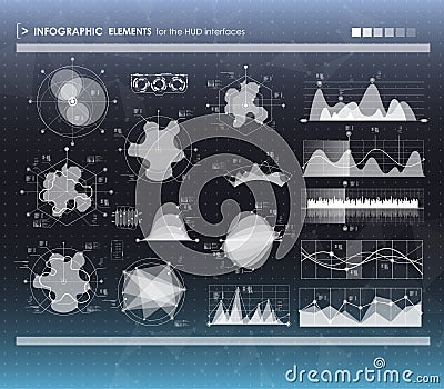 Set of HUD and infographic elements. futuristic user interface Vector Illustration