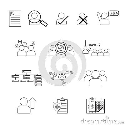 Set of Human Resource Line Icon Editable Stroke Vector Illustration