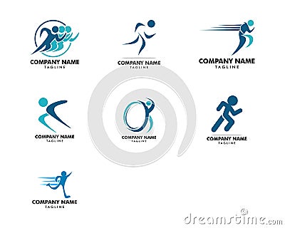 Set of Human running vector logo character Vector Illustration