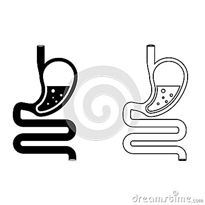 Set of Human stomach and gastrointestinal system. Vector Vector Illustration