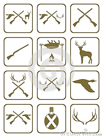 Set of Hunting club logo icon Vector Illustration