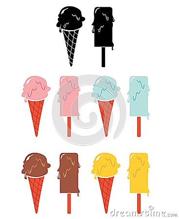 Set of ice cream icons, vector illustration Vector Illustration