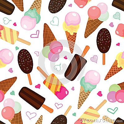 Set of ice creams seamless pattern Vector Illustration