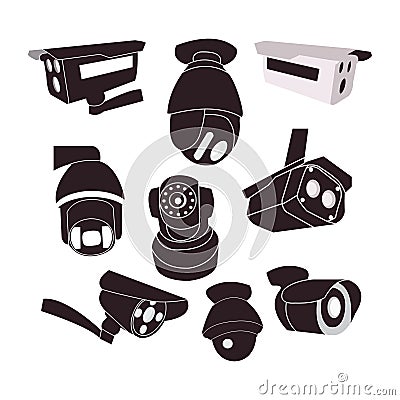 Set icon of CCTV cameras . Vector Illustration