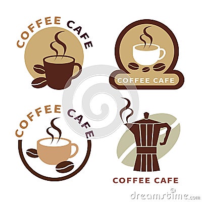Set of icon on coffee element Vector Illustration