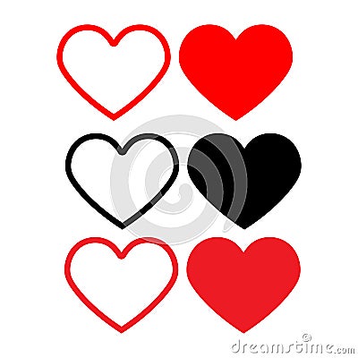 Set icon heart.Design elements for Valentine`s day. Vector Illustration