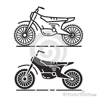 Set icon motorcycles a flat line art style a vector.Motorbike outline icons. Vector Illustration