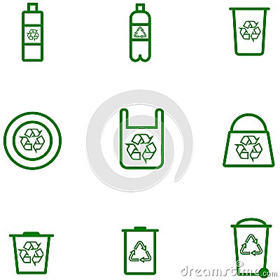 Set ecology icons stock vector of plastic products Vector Illustration