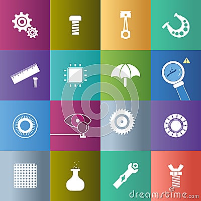 Set of icon of spare parts Vector Illustration