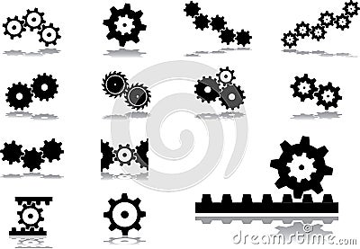 Set icons - 51. Gears Vector Illustration