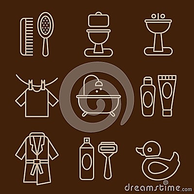 Set of Icons Bathroom Cartoon Illustration