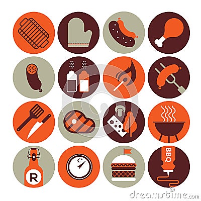 Set of icons with bbq silhouettes Vector Illustration