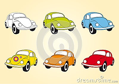Set of icons Beetle cars Vector Illustration