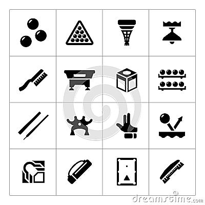 Set icons of billiards, snooker and pool Vector Illustration