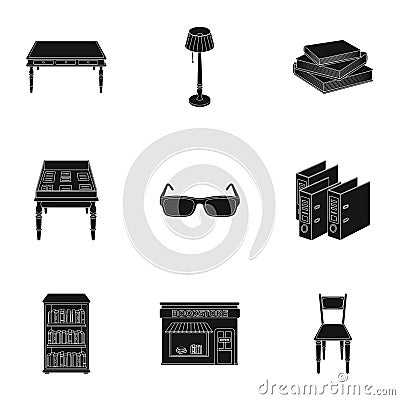 A set of icons with books. Seth about the library, reading, bookstore. Library and bookstore icon in set collection on Vector Illustration