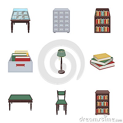 A set of icons with books. Seth about the library, reading, bookstore. Library and bookstore icon in set collection on Vector Illustration