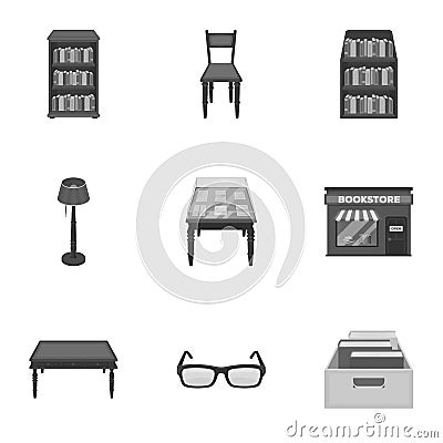 A set of icons with books. Seth about the library, reading, bookstore. Library and bookstore icon in set collection on Vector Illustration