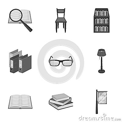 A set of icons with books. Seth about the library, reading, bookstore. Library and bookstore icon in set collection on Vector Illustration