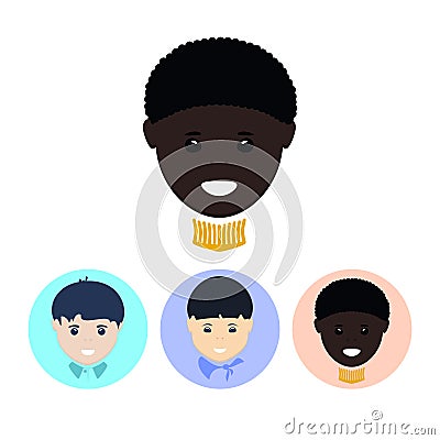Set icons with boy Vector Illustration