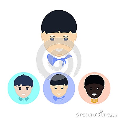 Set icons with boy Vector Illustration