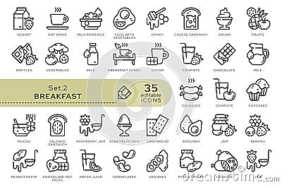 set icons breakfast 02 Vector Illustration