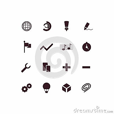 Set of icons for business infographics. Minimalistic icons in black. Large set for different business areas Vector Illustration