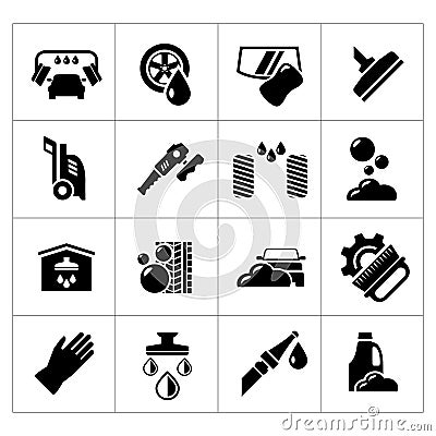 Set icons of car wash Vector Illustration