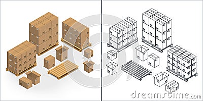 Set of icons cardboard boxes Vector Illustration