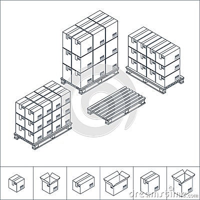 Set of icons cardboard boxes Vector Illustration