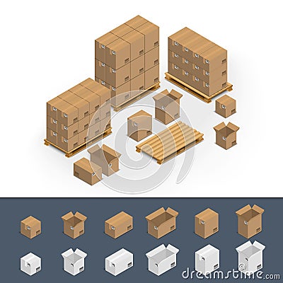 Set of icons cardboard boxes Vector Illustration
