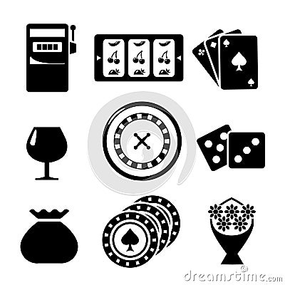 Set icons of casino Vector Illustration