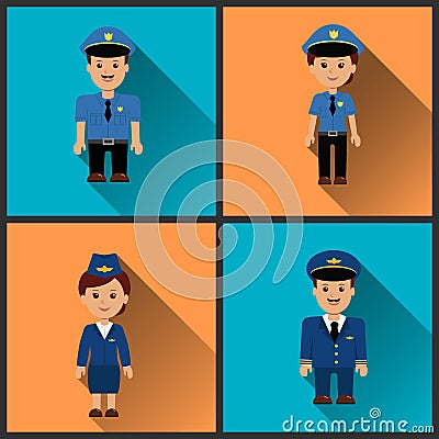 Set icons characters. Cartoon Illustration