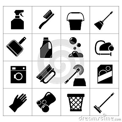 Set icons of cleaning Vector Illustration