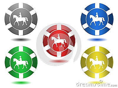 Set of icons in color, horse, illustration Cartoon Illustration